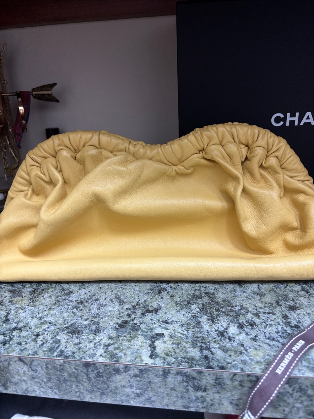 Mansur Gavriel Mustard Yellow Leather Cloud Clutch - Picture 8 of 10